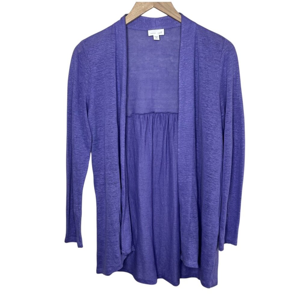 J.Jill Love Linen Transitional Open Front Light Weight Purple Cardigan XS Petite